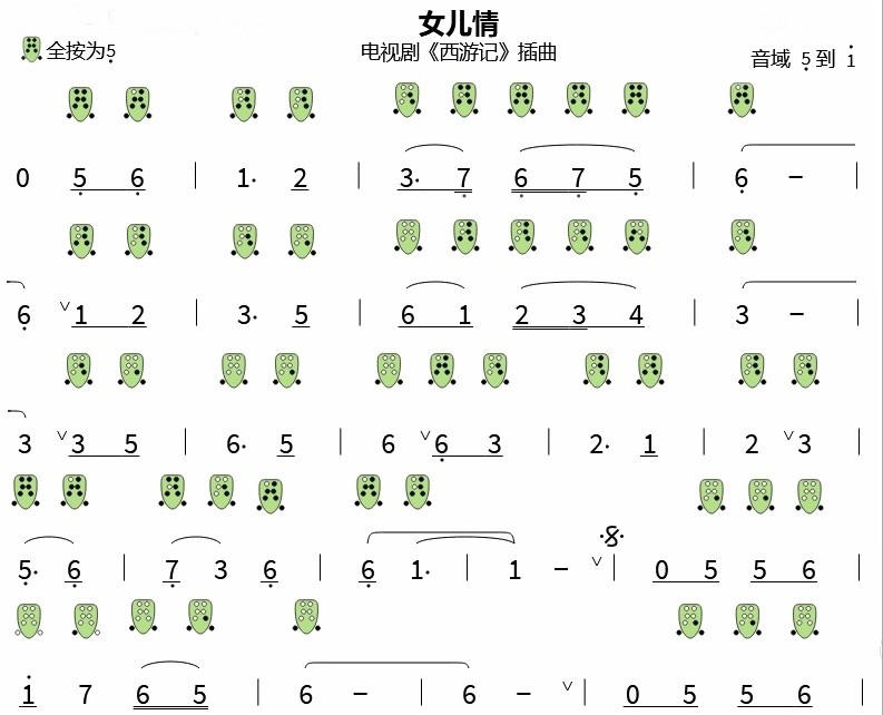 女儿情八孔埙曲谱